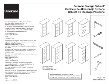 Steelcase 800/900 Series Personal Storage Cabinet Manuel utilisateur | Fixfr
