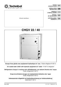 TECHNIBEL CHG327VAA Groupes d'eau glacÃ©e air/eau > 17KW Guide d'installation