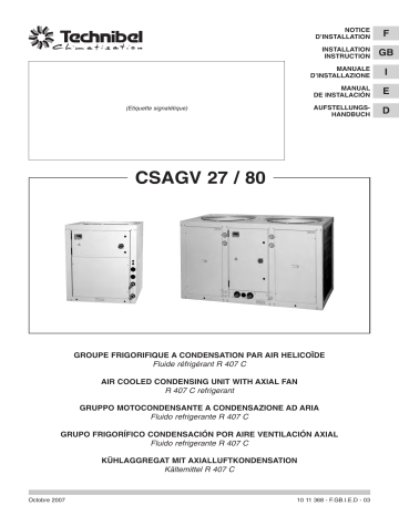 TECHNIBEL CSAG35EVAA UnitÃ©s extÃ©rieures type package Guide d'installation | Fixfr