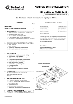 TECHNIBEL 387131009 UnitÃ©s extÃ©rieures trisplit air-air Guide d'installation