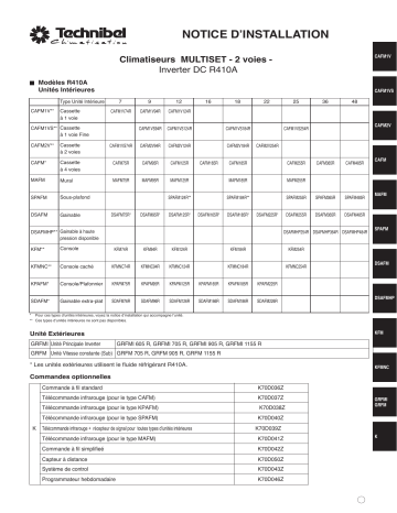 TECHNIBEL GRFMI1155R7IAA SystÃ©mes DRV 2 vÃ©ies - unitÃ©s extÃ©rieure Guide d'installation | Fixfr