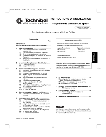 GRF246R5IAB | TECHNIBEL GRF186R5IAB UnitÃ©s extÃ©rieures monosplit air-air Guide d'installation | Fixfr