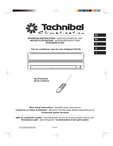 387130004 | TECHNIBEL 387130003 UnitÃ©s intÃ©rieures murale Mode d'emploi | Fixfr