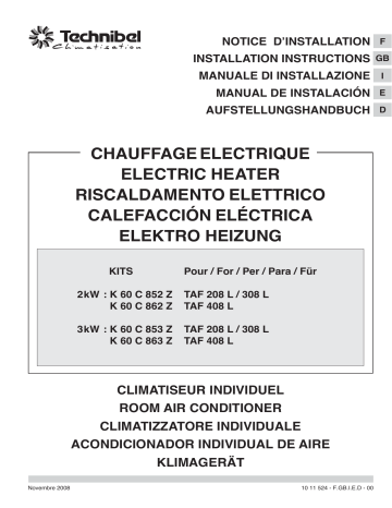 TECHNIBEL K60C862ZAA Accessoires pÃ©ur unitÃ©s multi-split Guide d'installation | Fixfr