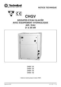 TECHNIBEL CHG257VAA Groupes d'eau glacÃ©e air/eau > 17KW Manuel utilisateur