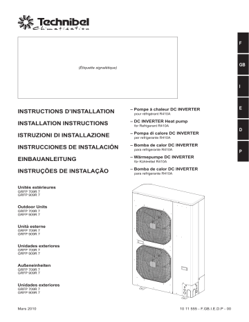 TECHNIBEL GRFP709R7IAA Groupes d'eau glacÃ©e air/eau > 17KW Guide d'installation | Fixfr