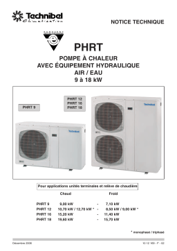 TECHNIBEL 387134021 Groupes d'eau glacÃ©e air/eau <=17KW Manuel utilisateur