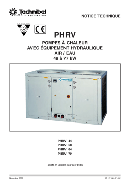 TECHNIBEL PHR727VAB Groupes d'eau glacÃ©e air/eau > 17KW Manuel utilisateur