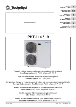 TECHNIBEL PHTJ197VAC Groupes d'eau glacÃ©e air/eau <=17KW Guide d'installation