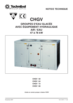 TECHNIBEL CHG727VAB Groupes d'eau glacÃ©e air/eau > 17KW Manuel utilisateur