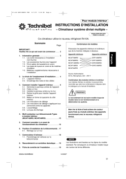 TECHNIBEL MCAF128MR5IAA UnitÃ©s intÃ©rieures murale Guide d'installation