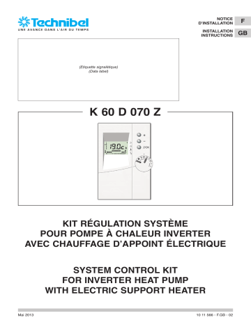 TECHNIBEL K60D070ZAB AccÃ ssoires pour pompes Ã chaleur air/eau Guide d'installation | Fixfr