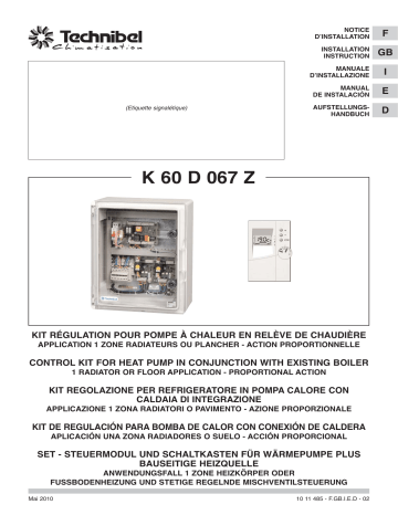 TECHNIBEL K60D067ZAB AccÃ ssoires pour pompes Ã chaleur air/eau Guide d'installation | Fixfr