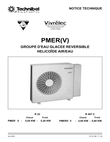 TECHNIBEL PMER055VAC Groupes d'eau glacÃ©e air/eau <=17KW Manuel utilisateur | Fixfr