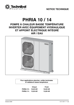 TECHNIBEL PHRIA145FAA Groupes d'eau glacÃ©e air/eau <=17KW Manuel utilisateur