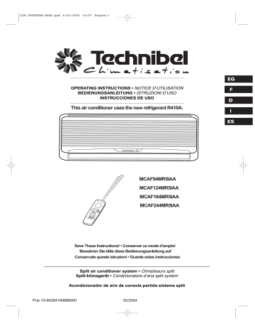 387130005 | 387130007 | 387130006 | TECHNIBEL 387130008 UnitÃ©s intÃ©rieures murale Mode d'emploi | Fixfr