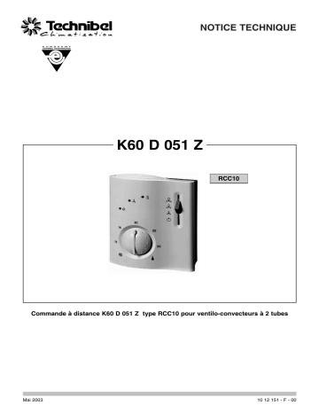 TECHNIBEL 70250051 AccÃ ssoires pour pompes Ã chaleur air/eau Manuel utilisateur | Fixfr