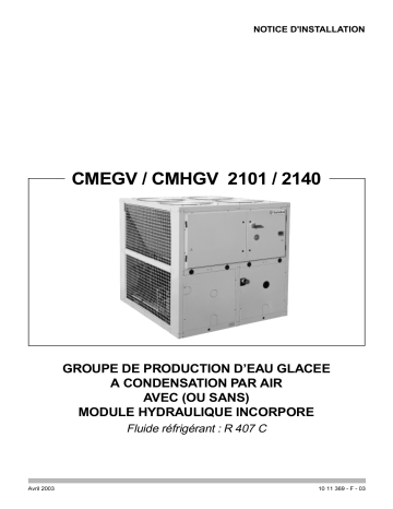 CMHG2140EVAA | CMHG2101EVAA | TECHNIBEL CMHG2124EVAA Groupes d'eau glacÃ©e air/eau > 17KW Guide d'installation | Fixfr