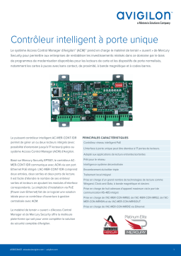 Avigilon Intelligent Single Door Controller Fiche technique