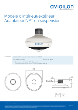 Avigilon H4 Fisheye Indoor/Outdoor Pendant NPT Adapter Fiche technique