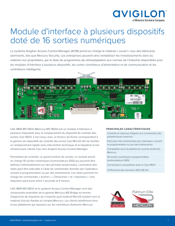 Avigilon Multi-Device 16 Digital Output Interface Panel Fiche technique | Fixfr