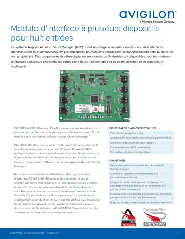 Avigilon Eight Input Multi-Device Interface Panel Fiche technique | Fixfr