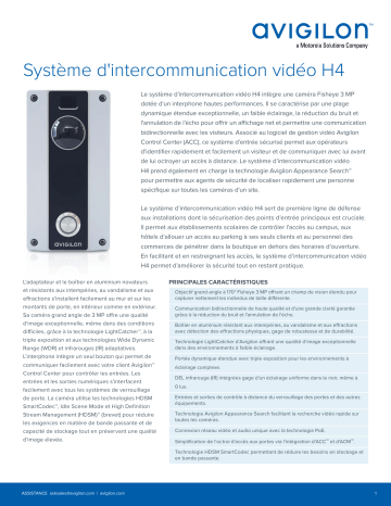 Avigilon H4 Video Intercom Fiche technique | Fixfr