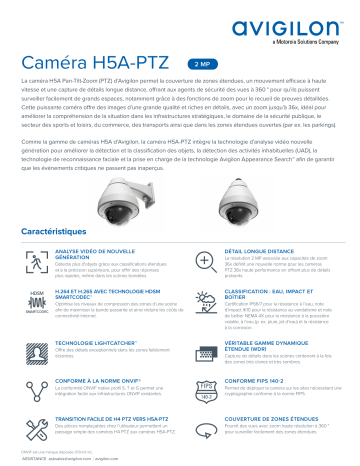 Avigilon H5A-PTZ 2MP Camera Fiche technique | Fixfr