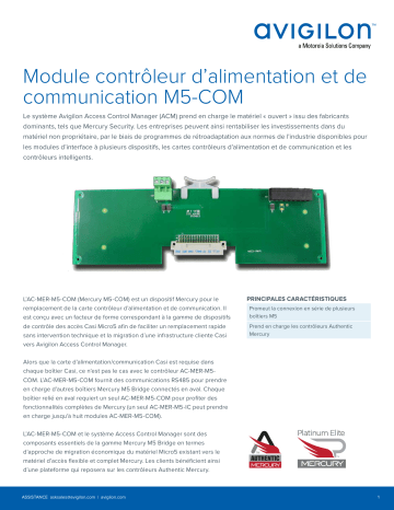 Avigilon M5-COM Power and Communication Controller Panel Fiche technique | Fixfr