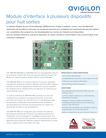 Avigilon Eight Output Multi-Device Interface Panel Fiche technique | Fixfr