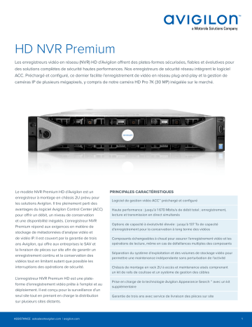 Avigilon NVR Premium (Series 3) Fiche technique | Fixfr