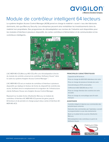 Avigilon 64 Reader Intelligent Controller Panel Fiche technique | Fixfr