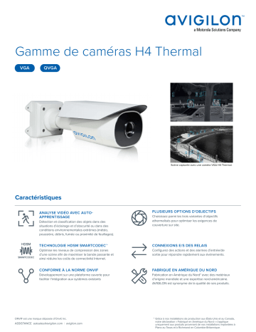 Avigilon H4 Thermal Camera Fiche technique | Fixfr