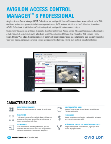 Avigilon ACM Professional Fiche technique | Fixfr