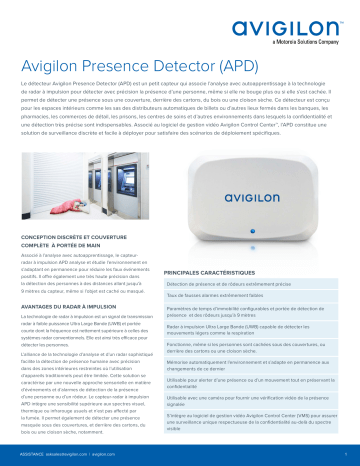 Avigilon APD Fiche technique | Fixfr