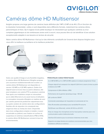 Avigilon H3 Multisensor Dome Camera Fiche technique | Fixfr