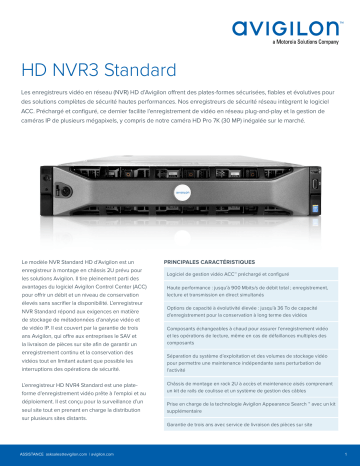 Avigilon NVR Standard (Series 3) Fiche technique | Fixfr