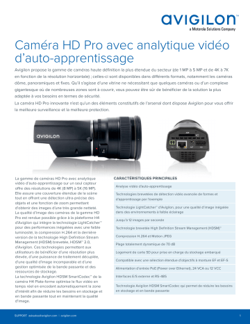 Avigilon H4 Pro 4–5K Analytics Cameras Fiche technique | Fixfr