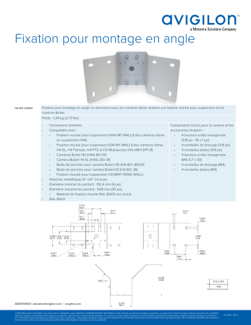 Avigilon H4 Corner Mounting Bracket Fiche technique | Fixfr