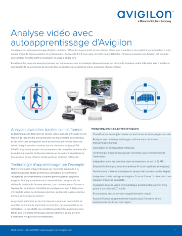 Avigilon Self-Learning Video Analytics Fiche technique | Fixfr