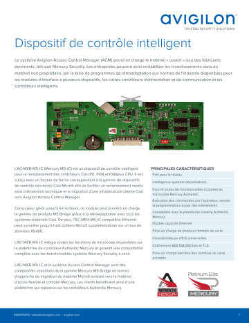 Avigilon Intelligent Control Device Fiche technique | Fixfr