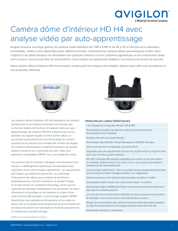 Avigilon H4A Dome Camera (Indoor) Fiche technique | Fixfr