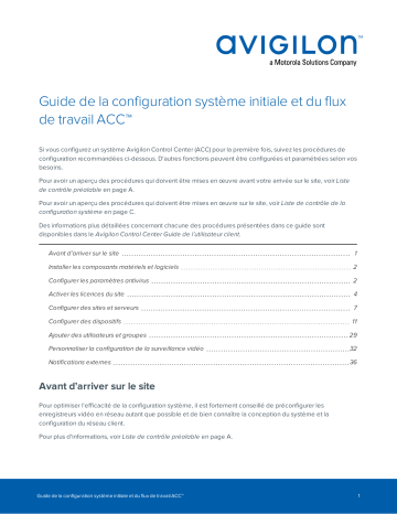 Avigilon ACC 6 Initial System Setup and Workflow Guide d'installation | Fixfr