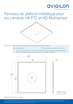 Avigilon Metal Ceiling Panel for H4 PTZ and H3 Multisensor Cameras Fiche technique