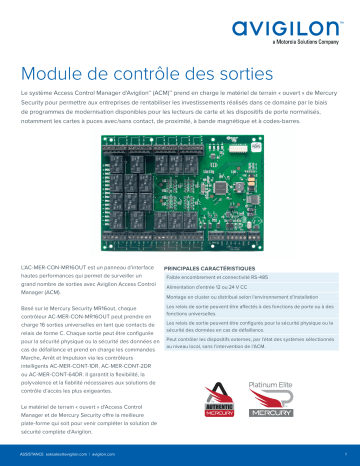 Avigilon Output Control Panel Fiche technique | Fixfr