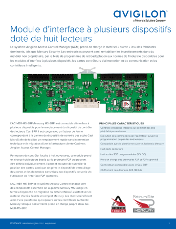 Avigilon Multi-Device Eight Reader Interface Panel Fiche technique | Fixfr