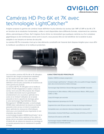 Avigilon H4 Pro 6K and 7K Cameras Fiche technique | Fixfr