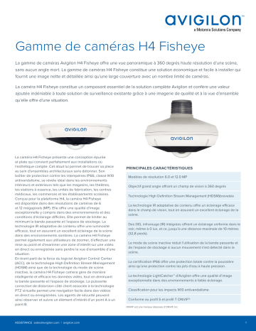 Avigilon H4 Fisheye Camera Fiche technique | Fixfr