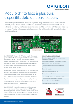 Avigilon Multi-Device Two Supervised Reader Interface Panel Fiche technique