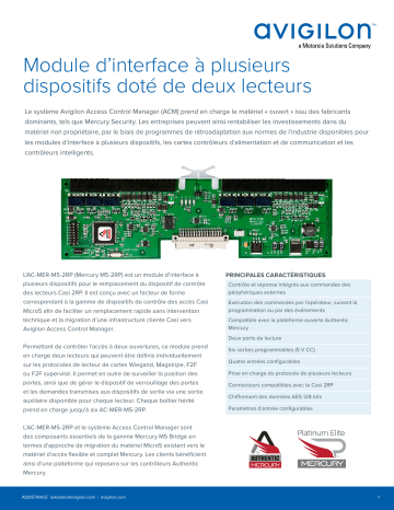 Multi-Device Two-Reader Interface Panel | Avigilon Multi-Device Two Supervised Reader Interface Panel Fiche technique | Fixfr